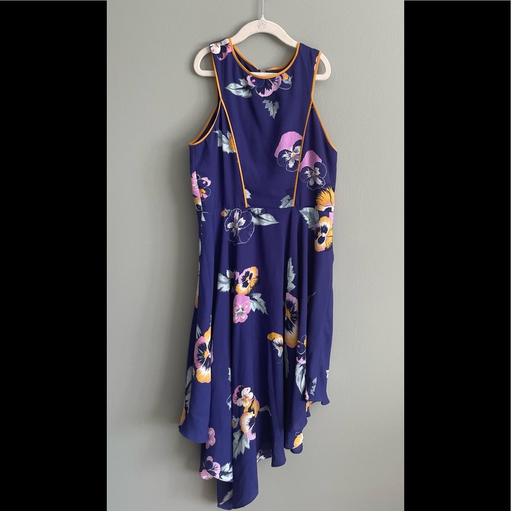 GB Girls, size 14 bluish purple dress with yellow pink white flowers. Beautiful